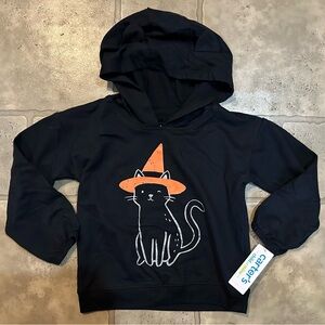 Carter's Black Hoodie with Orange Cat Design